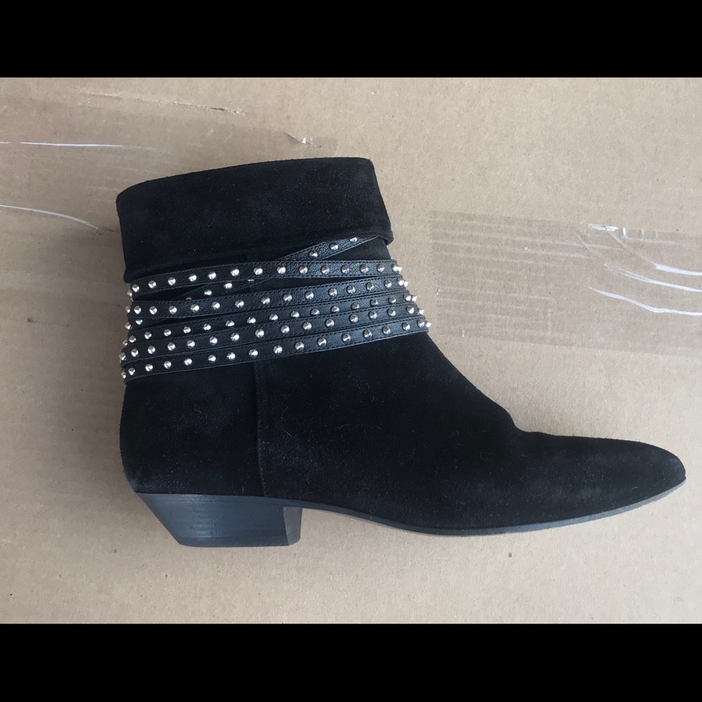 YSL SAINT LAURENT black studded suede booties 39 - Picture 2 of 11
